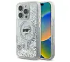Etui Karl Lagerfeld Liquid Glitter Choupette Head MagSafe do iPhone 16 Pro Przezroczysty