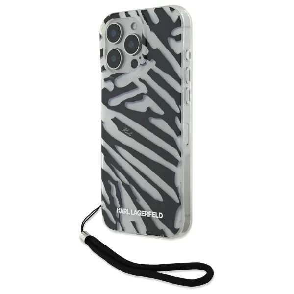 Etui Karl Lagerfeld IML Zebra Pattern & Cord iPhone 16 Pro Czarny