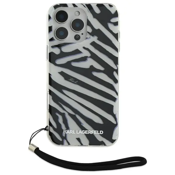 Etui Karl Lagerfeld IML Zebra Pattern & Cord iPhone 16 Pro Czarny