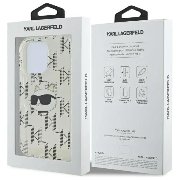 Etui Karl Lagerfeld IML Choupette Head Electroplated do iPhone 16 Pro Przezroczysty