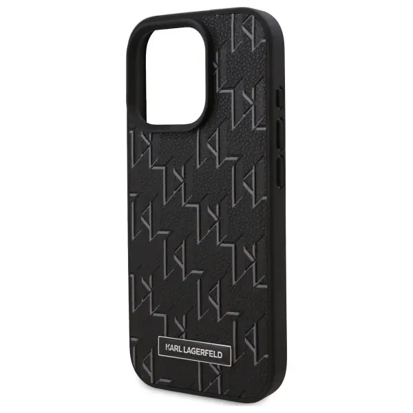 Etui Karl Lagerfeld Leather Monogram Metal Logo MagSafe do iPhone 16 Pro Max Czarny