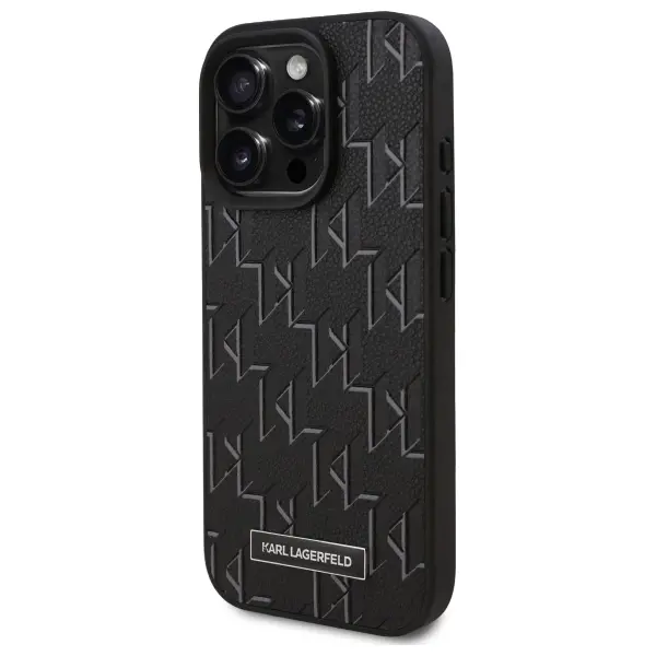 Etui Karl Lagerfeld Leather Monogram Metal Logo MagSafe do iPhone 16 Pro Max Czarny