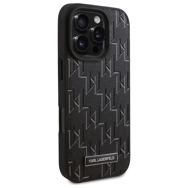 Etui Karl Lagerfeld Leather Monogram Metal Logo MagSafe do iPhone 16 Pro Max Czarny