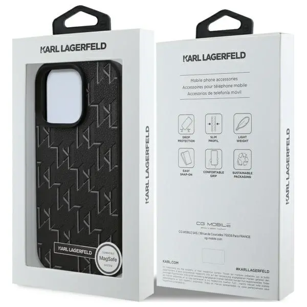 Etui Karl Lagerfeld Leather Monogram Metal Logo MagSafe do iPhone 16 Pro Max Czarny