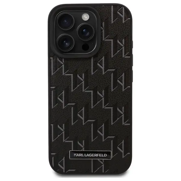 Etui Karl Lagerfeld Leather Monogram Metal Logo MagSafe do iPhone 16 Pro Max Czarny