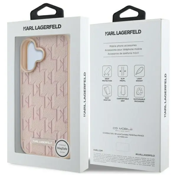 Etui Karl Lagerfeld Hot Stamp MagSafe do iPhone 16 Różowy