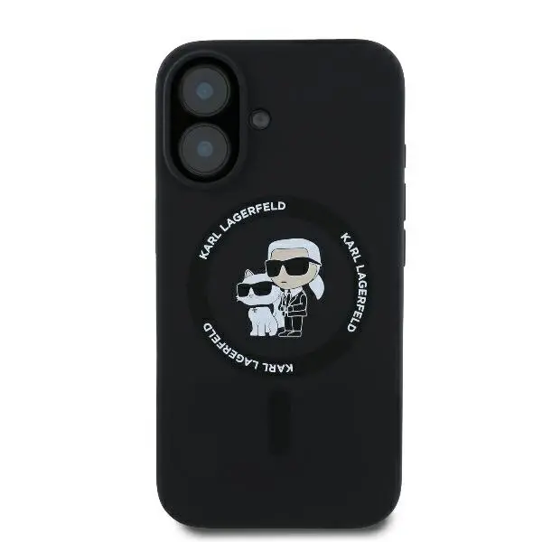 Etui Karl Lagerfeld Silicone Karl&Choupette Ring MagSafe do iPhone 16 Plus Czarny