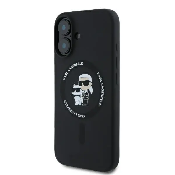 Etui Karl Lagerfeld Silicone Karl&Choupette Ring MagSafe do iPhone 16 Plus Czarny