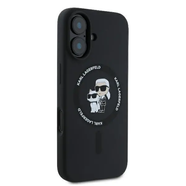 Etui Karl Lagerfeld Silicone Karl&Choupette Ring MagSafe do iPhone 16 Plus Czarny