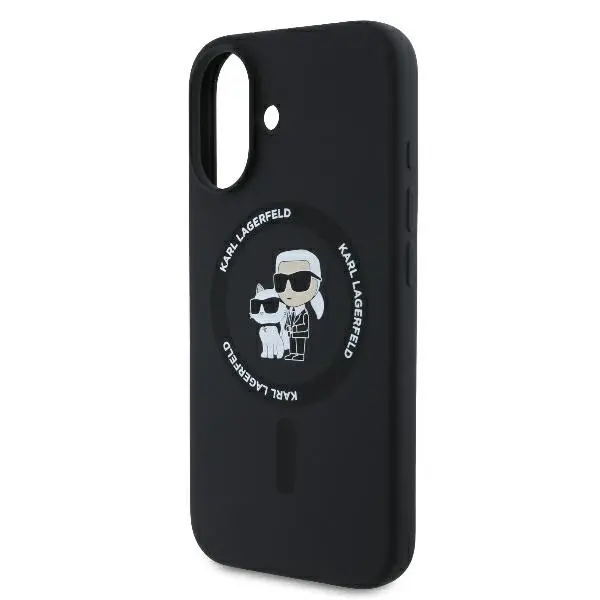 Etui Karl Lagerfeld Silicone Karl&Choupette Ring MagSafe do iPhone 16 Plus Czarny