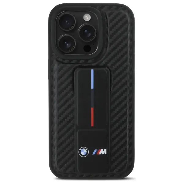Etui BMW M Grip Stand Smooth and Carbon do iPhone 16 Pro Max Czarny