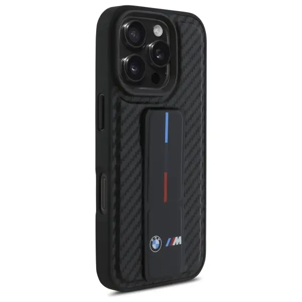 Etui BMW M Grip Stand Smooth and Carbon do iPhone 16 Pro Max Czarny