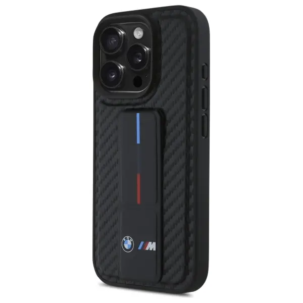 Etui BMW M Grip Stand Smooth and Carbon do iPhone 16 Pro Max Czarny