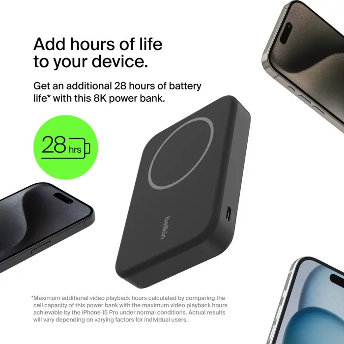 Powerbank Belkin BPD007BTBK BoostCharge Pro Magnetic 8000mAh 15W Qi2 MagSafe Czarny