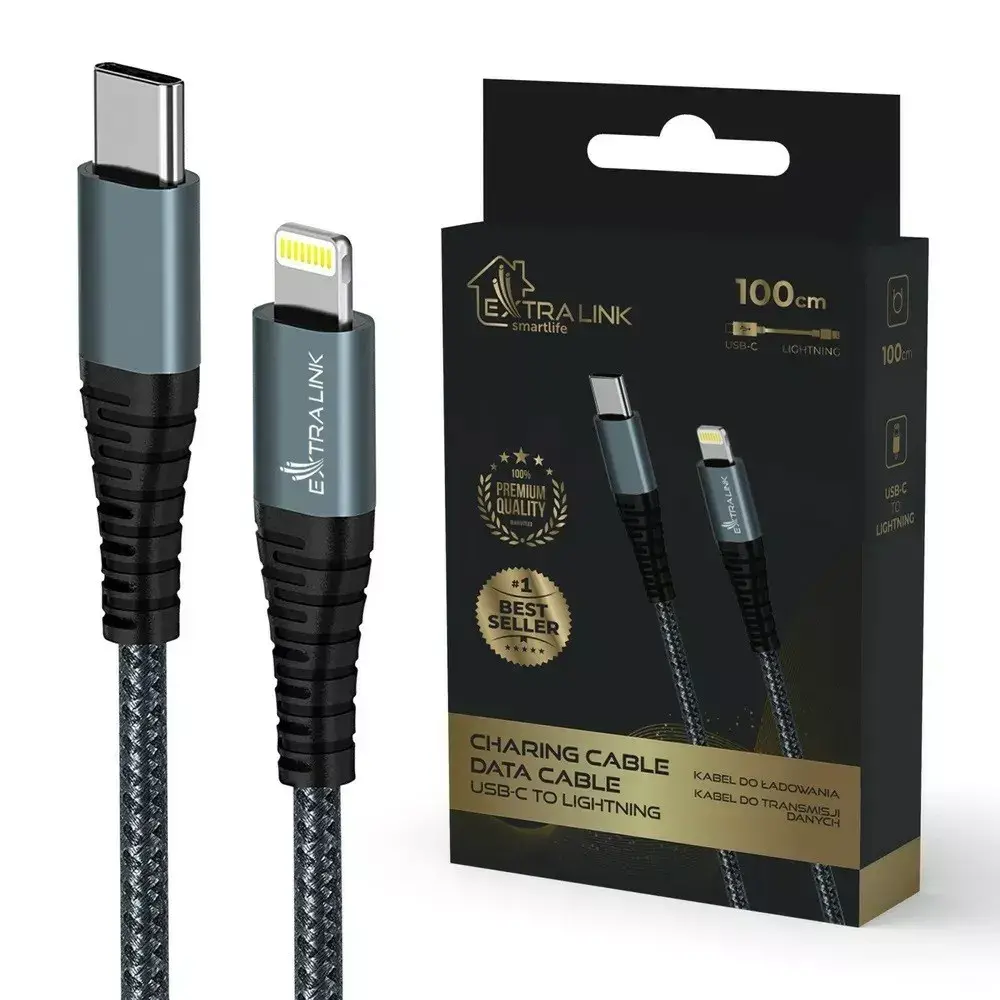 Kabel Extralink USB-C do Lightning 27W 1m Czarny