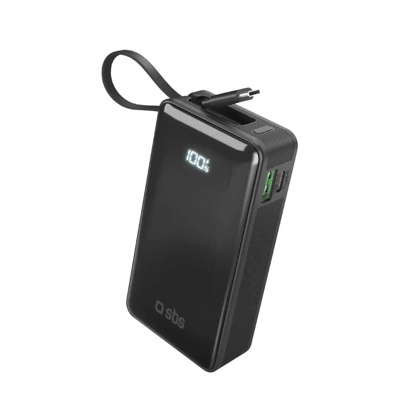 Powerbank SBS TTBB10000LCDTCPD20K 10000mAh PD 20W Wbudowany kabel USB-C Czarny