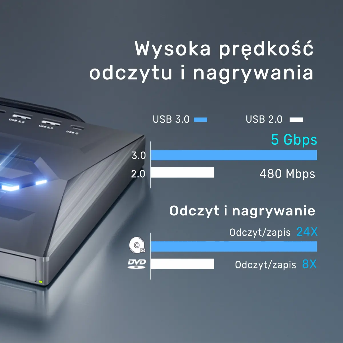 Nagrywarka Unitek T1037A01 Czarny
