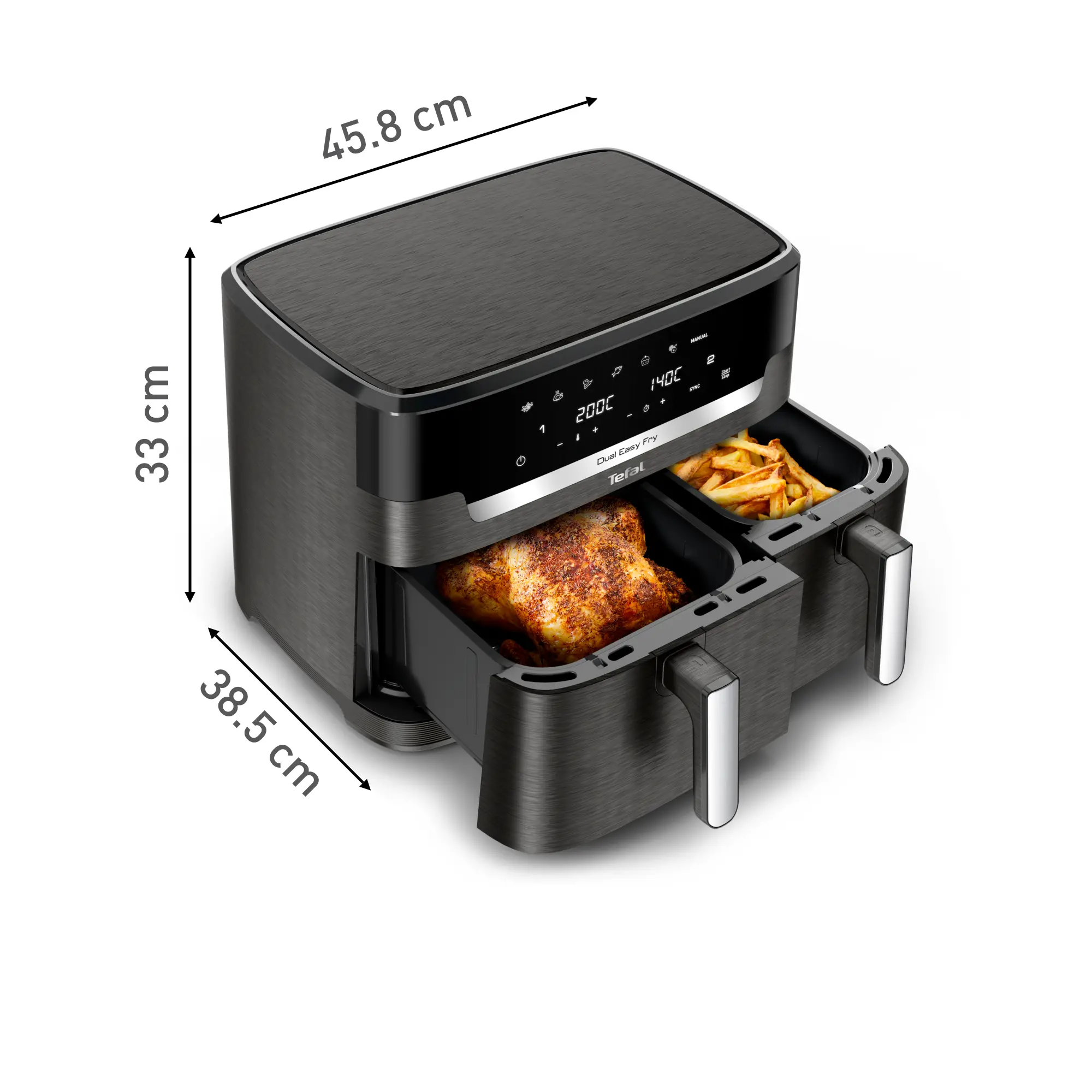 Frytkownica beztłuszczowa Tefal Dual Easy Fry EY942HE0 2700W 11l Aplikacja mobilna