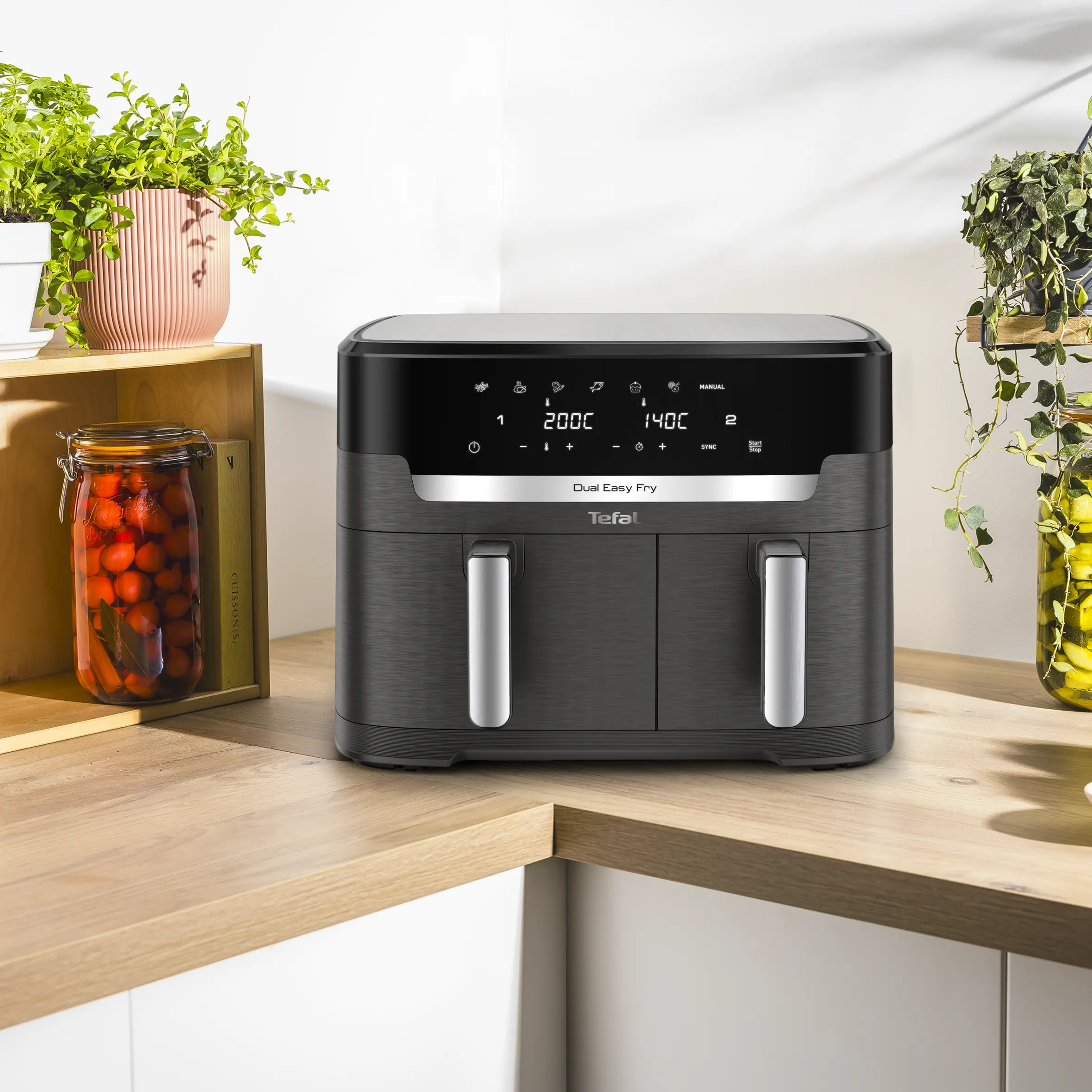 Frytkownica beztłuszczowa Tefal Dual Easy Fry EY942HE0 2700W 11l Aplikacja mobilna