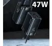 Ładowarka sieciowa USAMS USB-C+USB GaN 47W PD+QC Fast Charging Czarny