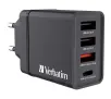 Ładowarka sieciowa Verbatim GaN 30W PD QC 3xUSB-A 1xUSB-C Czarny