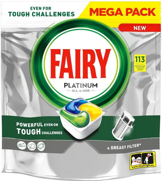 Kapsułki do zmywarki Fairy Platinum All In One Lemon 113szt.