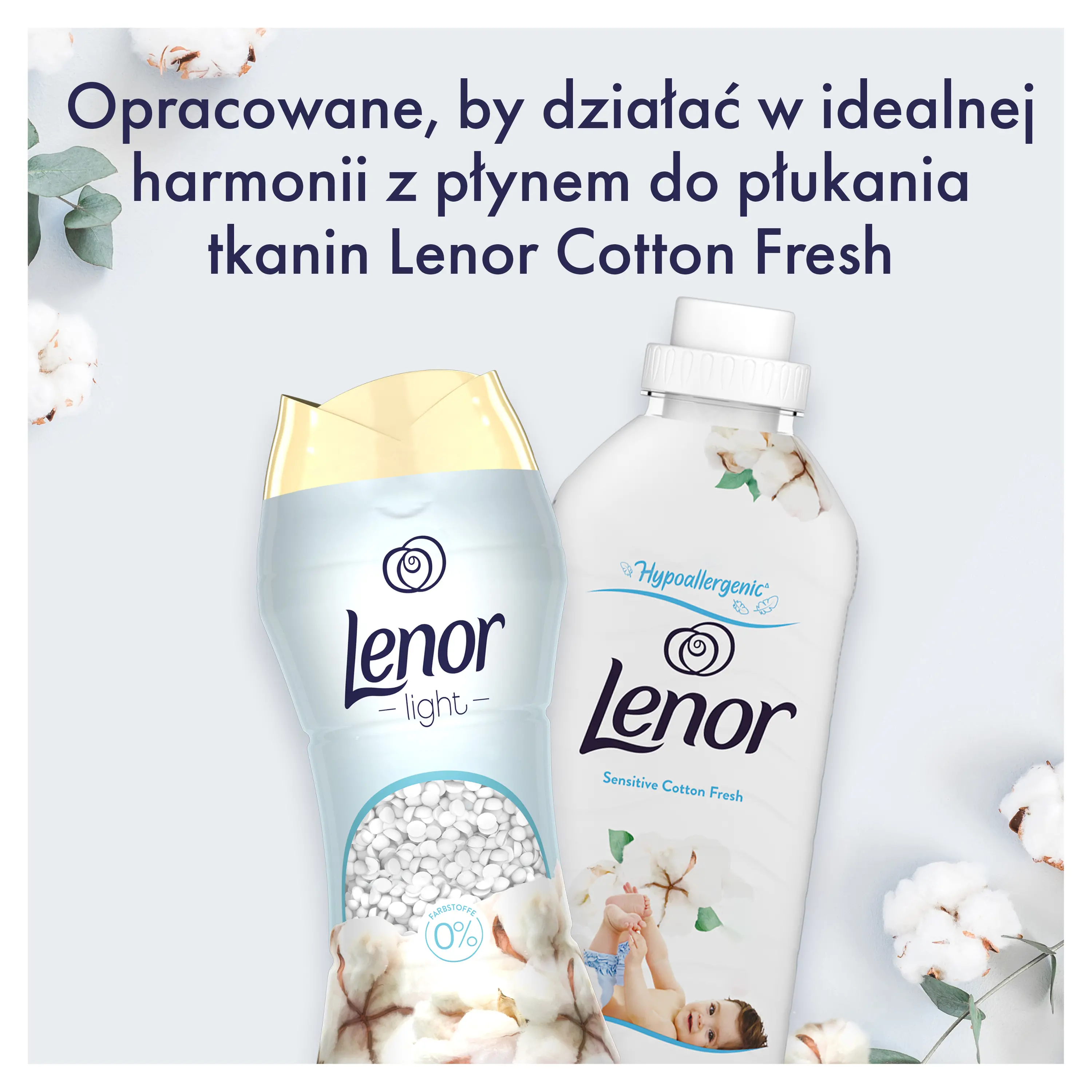 Zapach do pralki Lenor Perełki Sensitive Cotton Fresh 210g