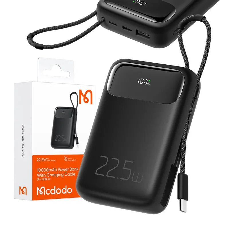 Powerbank Mcdodo MC-3243 10000mAh, 22.5W z kablem USB-C Czarny