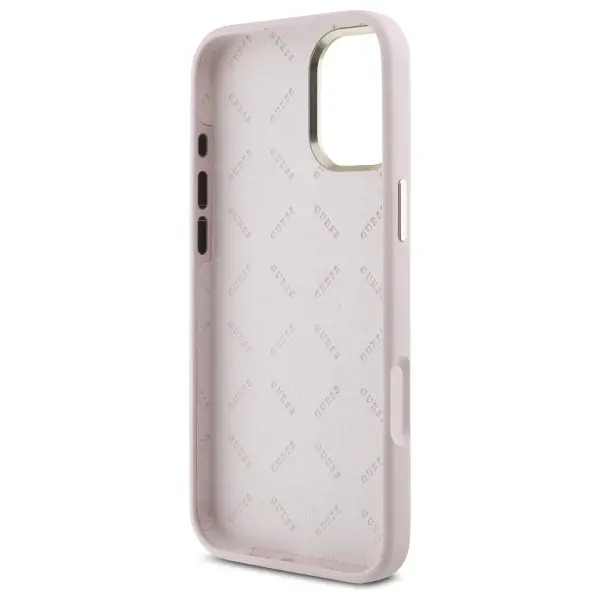 Etui Guess Silicone Script Metal Logo & Frame do iPhone 16 Plus Różowy