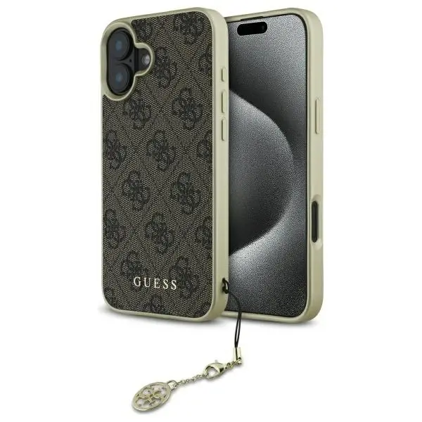 Etui Guess 4G Charms Collection do iPhone 16 Brązowy