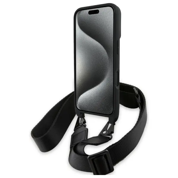 Etui BMW M Edition Carbon Stripe & Strap do iPhone 16 Plus Czarny