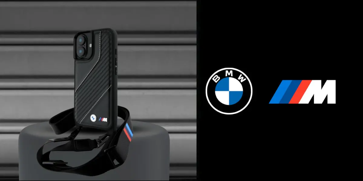 Etui BMW M Edition Carbon Stripe & Strap do iPhone 16 Plus Czarny