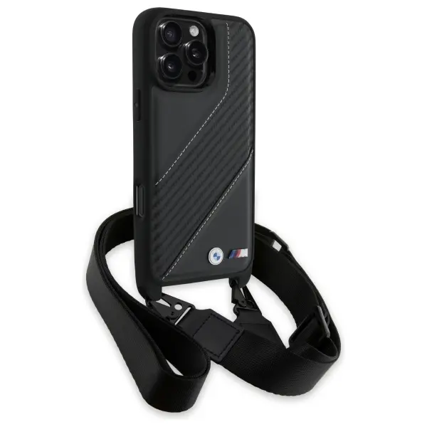 Etui BMW M Edition Carbon Stripe & Strap do iPhone 16 Pro Max Czarny