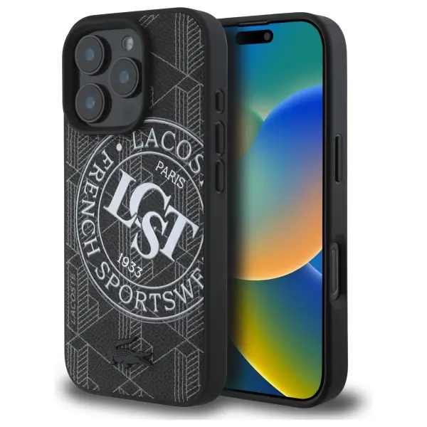 Etui Lacoste Mono Sportswear MagSafe do iPhone 16 Pro Max Czarny