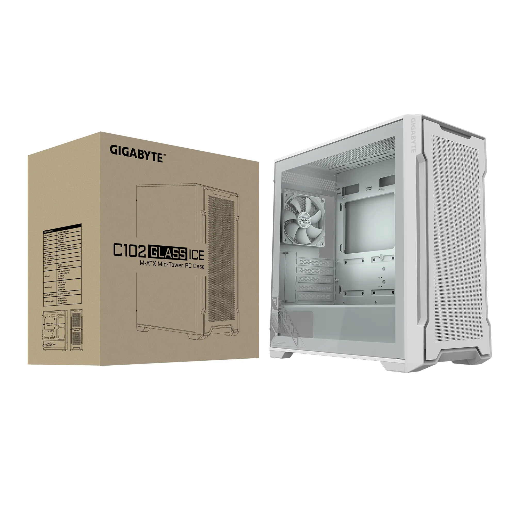 Obudowa Gigabyte C102 Glass Ice Biały