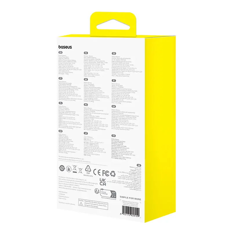 Powerbank Baseus P10022804513-00 Airpow 20000mAh 20W Fioletowy