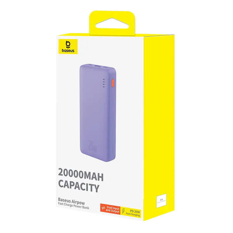 Powerbank Baseus P10022804513-00 Airpow 20000mAh 20W Fioletowy