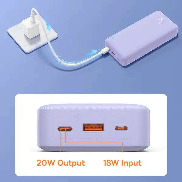 Powerbank Baseus P10022804513-00 Airpow 20000mAh 20W Fioletowy