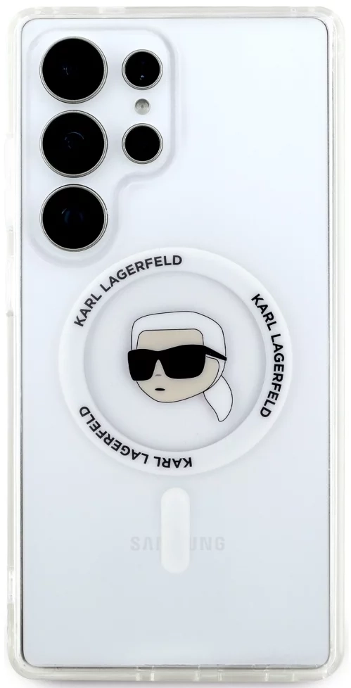 Etui Karl Lagerfeld Button Karl Head Printed Logo MagSafe do Galaxy S25 Ultra Biały