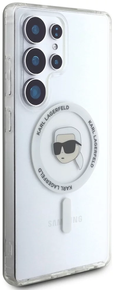 Etui Karl Lagerfeld Button Karl Head Printed Logo MagSafe do Galaxy S25 Ultra Biały
