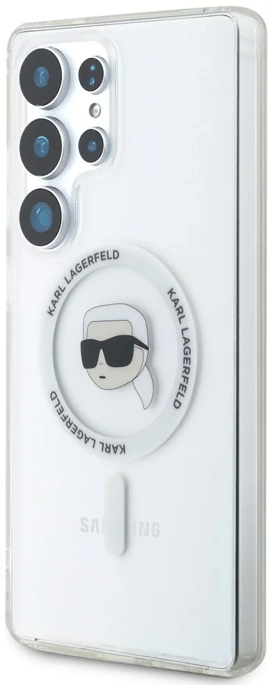 Etui Karl Lagerfeld Button Karl Head Printed Logo MagSafe do Galaxy S25 Ultra Biały