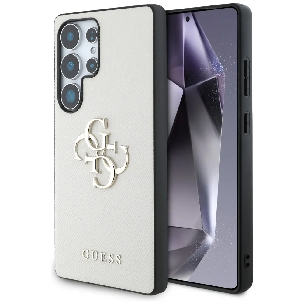 Etui Guess Grained Big 4G Logo Small Classic Logo do Galaxy S25 Ultra Beżowy