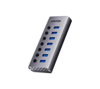 Hub USB Unitek H1314A01-EU 7w1 5Gbps z przełącznikami portów USB A 3.0 Szary