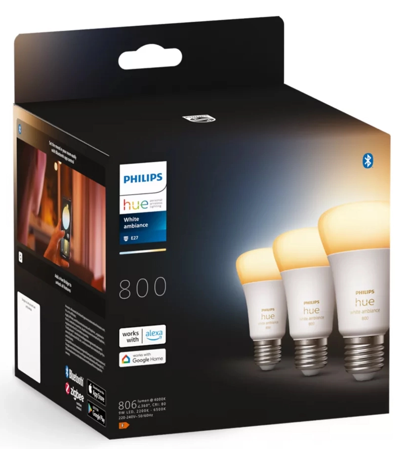 Żarówka LED Philips Hue White Ambiance E27 800lm 3szt.