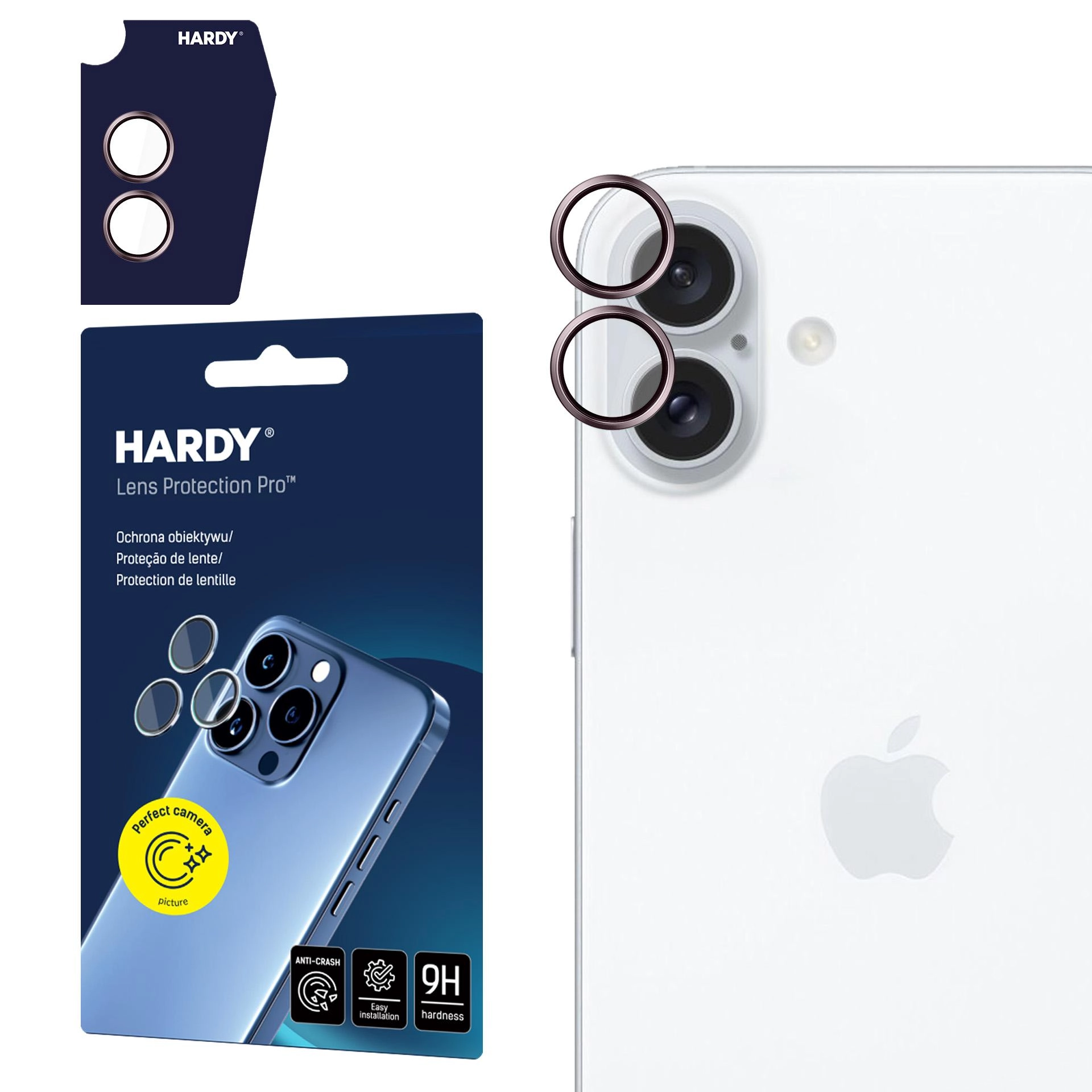 Szkło hartowane 3mk HARDY Lens Protection Pro Pink do iPhone 16 / 16 Plus