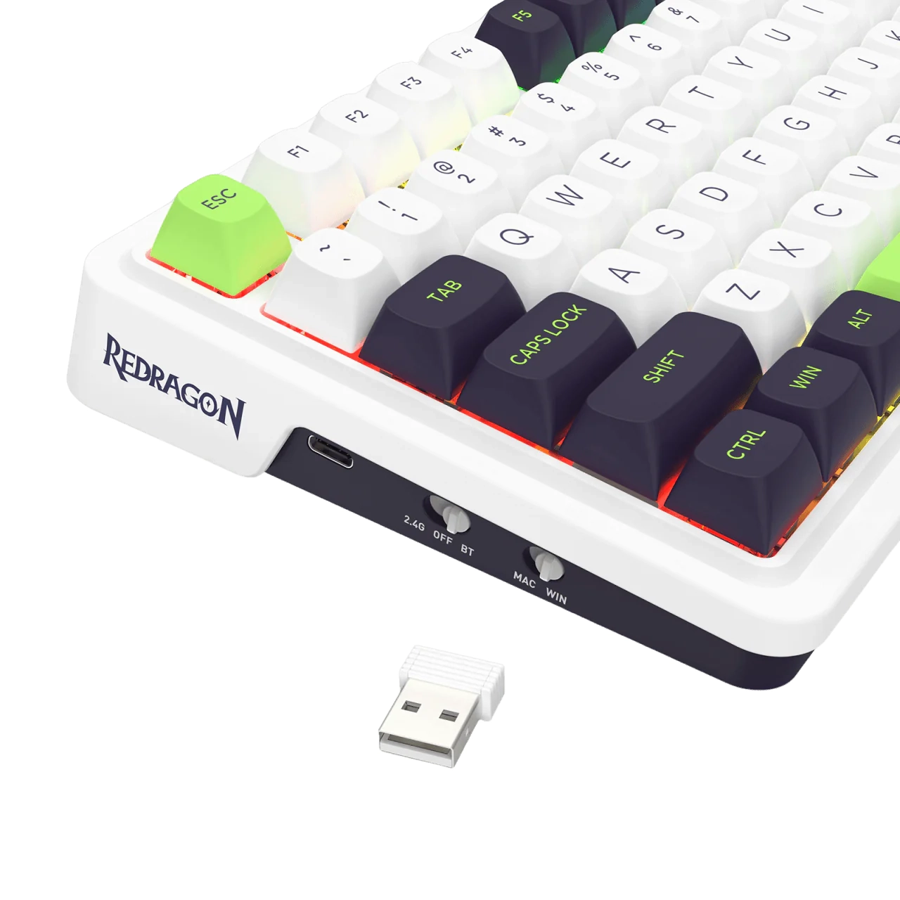 Klawiatura mechaniczna Redragon Eisa Max K686WBG-RGB-MAX Biało-zielony