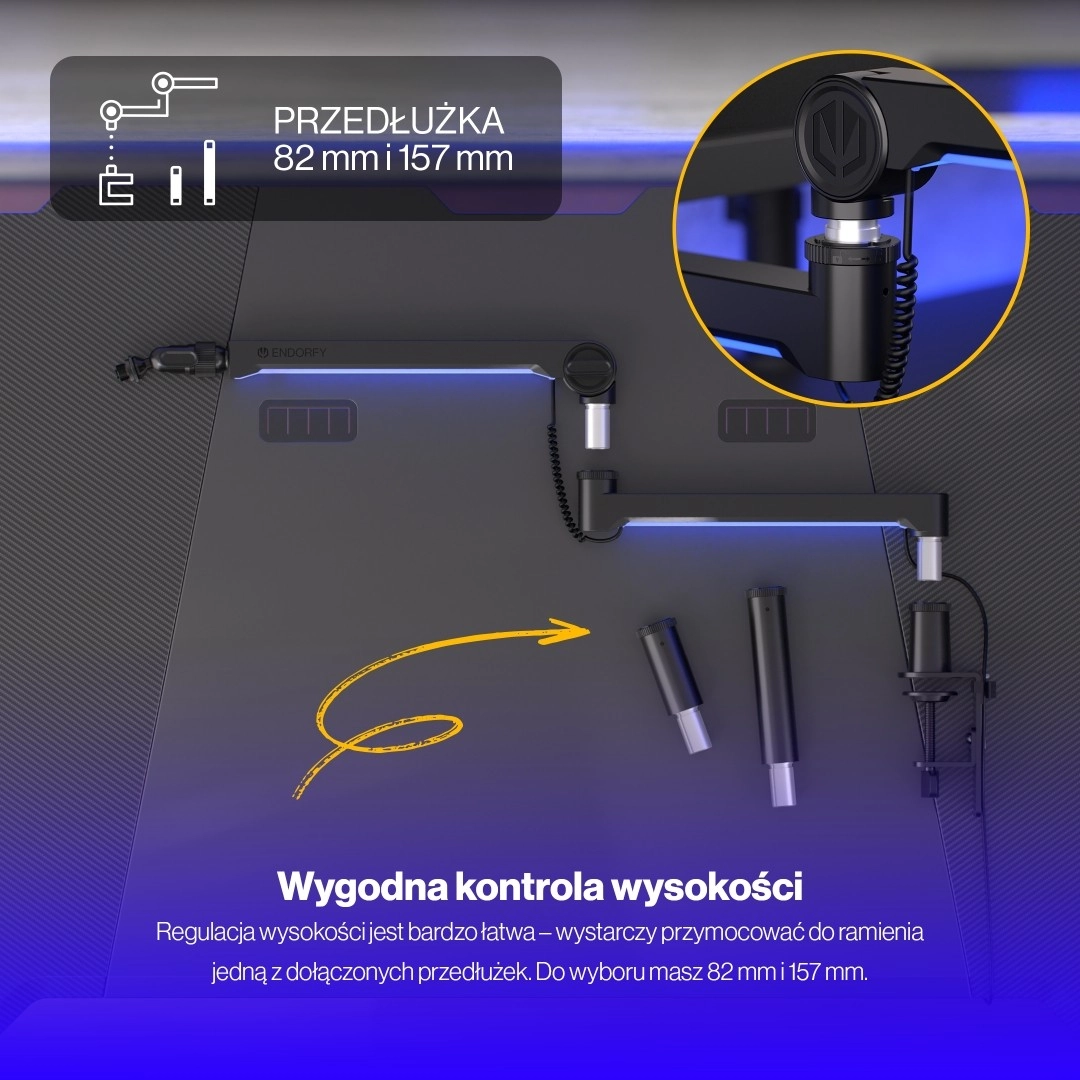 Ramię na mikrofon Endorfy EY0A010 Broadcast Low Profile RGB Boom Arm
