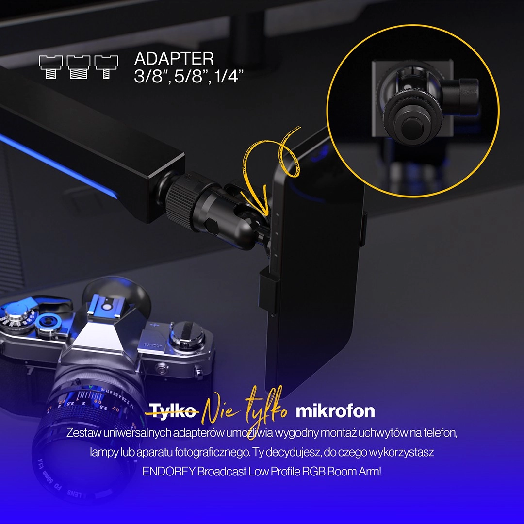 Ramię na mikrofon Endorfy EY0A010 Broadcast Low Profile RGB Boom Arm