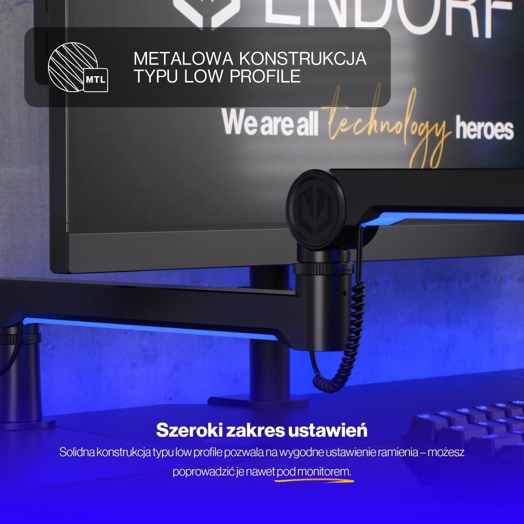 Ramię na mikrofon Endorfy EY0A010 Broadcast Low Profile RGB Boom Arm