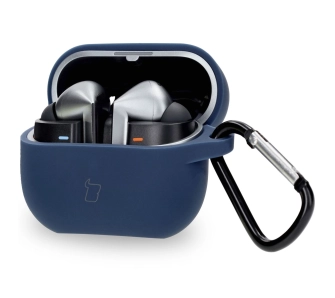 Etui na słuchawki Bizon Silikonowe z karabińczykiem do Samsung Galaxy Buds 3/3 Pro Ciemnoniebieski